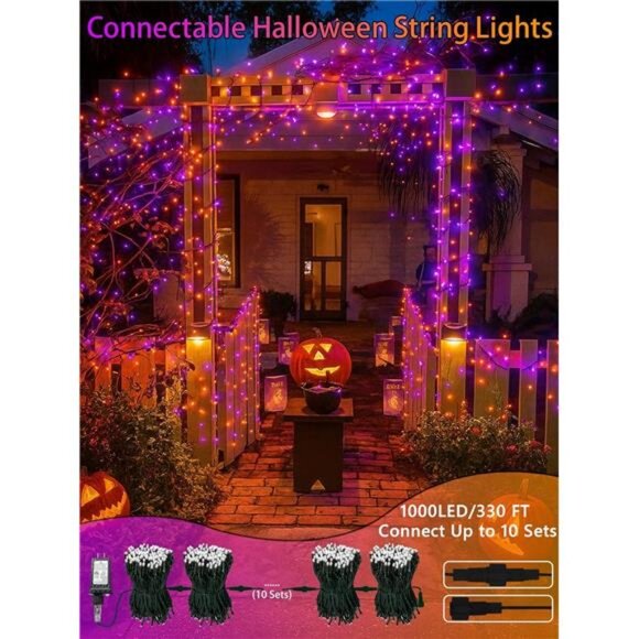 13 Modes Orange and Purple Halloween Decoration Outdoor Indoor Tree Lights - Picture 4 of 7